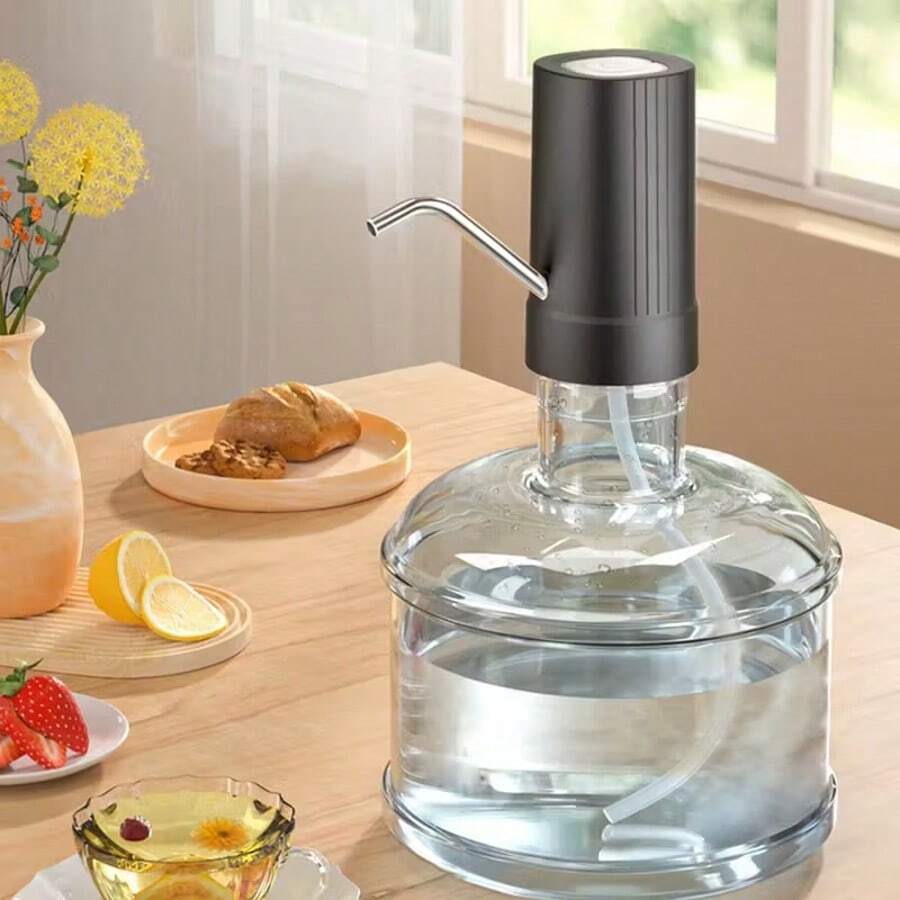 Extractor de agua para garrafas de agua, compatible con carga USB, extractor de agua automático, práctico, con dos modos de toma de agua: manual y programado, ideal para dormitorios, salones, oficinas, uso al aire y otros escenarios. - Negro - Ver 1