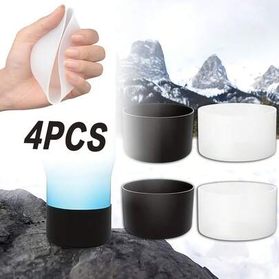 Silicone Water Bottle Sleeve Set Water Cup Base Protective Cover Heat Resistant Cup Cover Durable Cover For Hiking Camping Fitness Protectors Cups Accessories Christmas Gift
