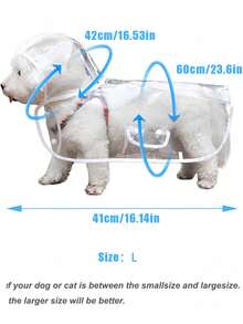 Impermeable de PU transparente para mascotas pequeñas en días lluviosos, ropa de lluvia minimalista y suave para perros, poncho de lluvia para perros, portátil, transpirable y ligero, con capucha ajustable y reflectante, regalo ideal para vacaciones, primavera, verano, otoño e invierno, esencial para exteriores