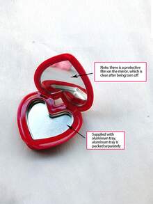 1pc Heart-Shaped Refillable Makeup Case With Mirror - Empty Palette & Lipstick Box, Portable Multifunctional Holder For Eyeshadow, Foundation, Concealer (Compatible With Most Lipsticks & Powders) - View 4