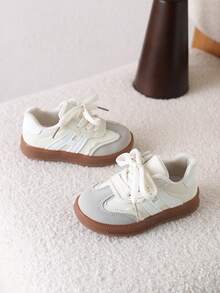 1 Pair Girls' Casual Sneakers, Soft Sole Non-Slip Sports Shoes For Toddlers, Spring/Autumn - Beige - View 1