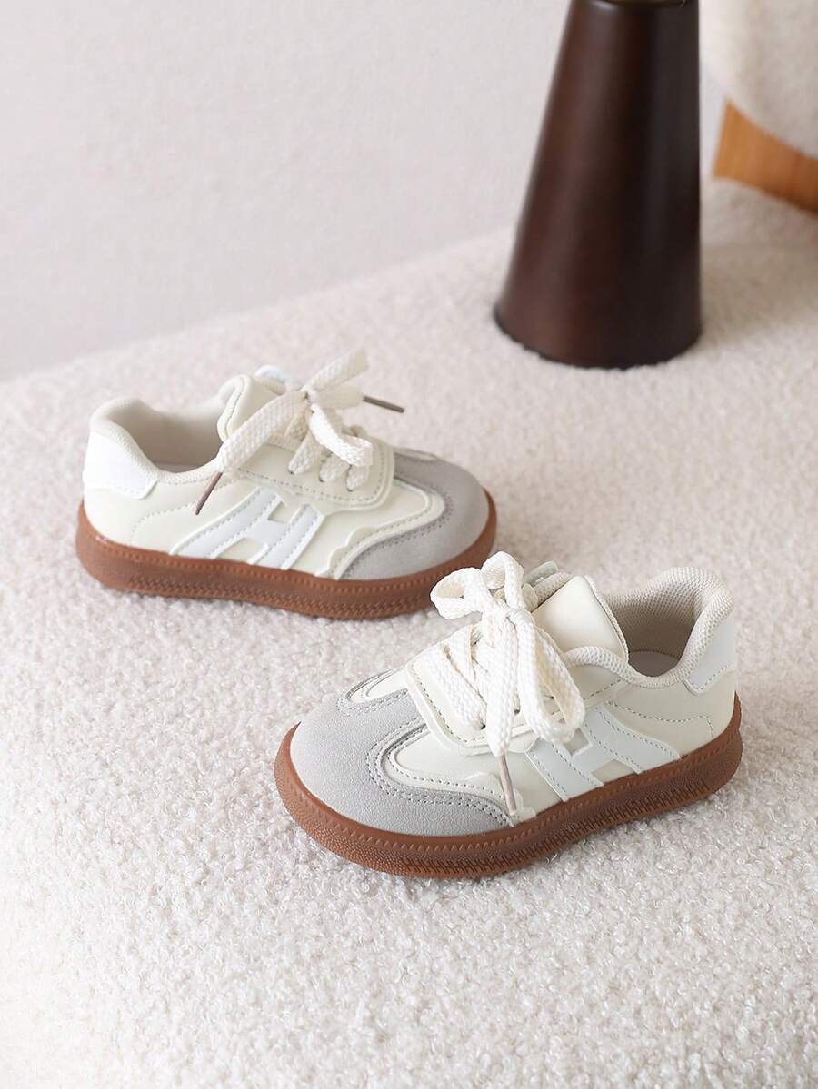 1 Pair Girls' Casual Sneakers, Soft Sole Non-Slip Sports Shoes For Toddlers, Spring/Autumn - Beige - View 1