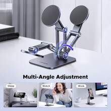 Giá đỡ điện thoại từ tính, có thể điều chỉnh góc độ, làm bằng nhôm, đế dày, tương thích với iPhone 16, 15, 14, 13, 12 Pro, tương thích với iPhone và điện thoại Android. Thích hợp làm quà tặng sinh nhật, quà cho gia đình, bạn bè, quà mùa hè, phụ kiện xe hơi, giá đỡ điện thoại trên ô tô. - Xám - Xem 3