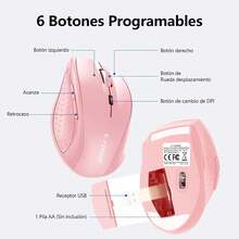 F11 Mouse Inalámbrico 2.4 G, Ratón Ergonómico de 4800 DPI 6 Botones, Mouse Oficina con Receptor USB, 5 Niveles de DPI Ajustable, Ratón Muy Bajo Consumo de Energía, 10M de Conexión Para Win/ - 1 - Ver 10