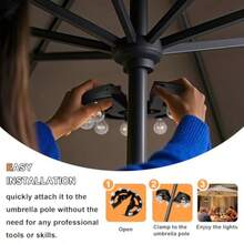 Luces para paraguas para patio al aire ultima intervension recargables inalambricas con regulador y temporizador 8 bombillas LED de color blanco calido brillantes perfectas para jardin patio - Marrón oscuro - Ver 6
