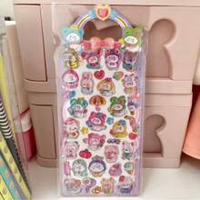 3D立体浮雕可爱动物贴纸，多巴胺贴纸，适用于DIY手机壳、杯子、手工装饰 - 彩色 - 查看 4