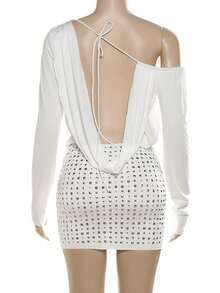 Đầm ôm body hở lưng buộc dây thời trang gợi cảm dành cho nữ - trắng - Xem 7