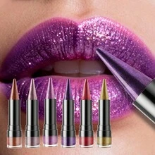 YOUNG VISION 1pc Multifunctional Pointed Pearl Shimmer Lip Liner Pencil - Lipstick, Eyeshadow, Eyeliner, Lip Shaping, Suitable For Daily, Party, Stage, Bonfire Night, Christmas, Thanksgiving, Valentine's Day, Lip Makeup Gift For Friends, Girlfriend - 彩色 - 查看 5