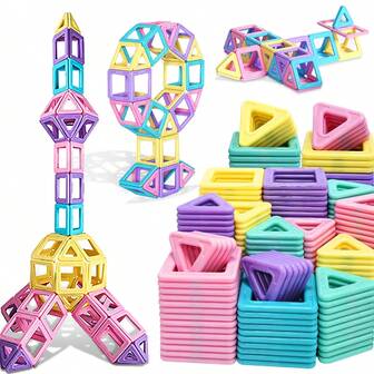 Magnetic Blocks Toys For Boys Girls Upgrade Macaron Castle Blocks Building Set For Toddlers STEM Creativity,Educational Toys For Kids Birthday Gifts,Accessories Random Color