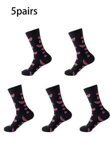 1/5/10 Pairs Fashionable & Unique Fruit Pattern Socks For Women, Suitable For Various Occasions, Casual & Street Style, Great Gift For Home Wear, Mid-Calf Socks, Autumn/Winter - Multicolor - View 24