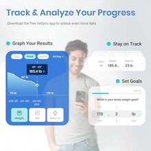 Etekcity Báscula inteligente para peso corporal, precisa hasta 0.02 kg, máquina de pesaje digital de baño para agua grasa muscular IMC para personas, monitores electrónicos de composición corporal Bluetooth, 400 libras(Actualizado Blanco) - Multicolor - Ver 5