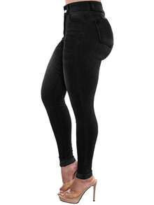 Women's Butt Lifting Jeans, High Stretch Leggings, Fashionable And Elegant, Suitable For Dates, Commuting, Casual Travel, Valentine's Day And New Year Wear - Black - View 2