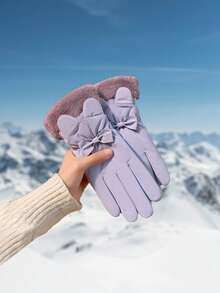 Rabbit Ear Decor Ski Gloves, Thick Warm Touchscreen Winter Ski Gloves, Suitable For Winter Sports Such As Skiing, Cycling, Hiking, Trekking - Multicolor - View 15