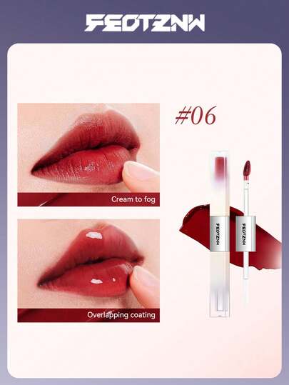 FEOTZNW 双头液体唇膏 - 亮泽镜面妆效 & 丝绒哑光妆效，持久不晕染不脱色唇彩-06