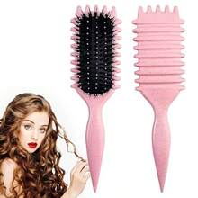 Curly Hair Brush,Curl Defining Brush Boar Bristle Hair Brush For Combing And Shaping,Reduce Pulling And Curl Separation For Defined Curls(Pink) - Hồng - Xem 1