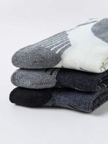 Women's Thickened Warm Outdoor Professional Ski Socks Available In Black, White, And Gray Styles Featuring A Sporty High-Top Design With Stylish Stitching Details Essential Gear For Winter Mountaineering And Skiing