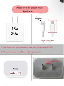 可爱海龟设计充电器数据线保护套，兼容20W苹果充电器，简约苹果充电器保护套，适合20W手机15/16 Pro Max充电线保护套，防刮，防咬，适用于13/14 Plus充电器配件手机配件 - 彩色 - 查看 5