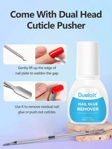 Nail Glue Remover Glue 15ml For False Nails, Press On Nails Glue Remover For Fake Nail Tips Acrylic Nail Adhesive Remover With Cuticle Pusher