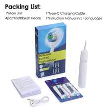Hailicare Rotating Electric Toothbrush For Adults 5 Modes Rechargeable Electric Toothbrush With 4 Replacement Heads Deep Clean Whitening Teeth 2-Minute Smart Timer Rotation Toothbrush Can Be Given As Christmas Gifts To Parents And Friends - Multicolor - View 11