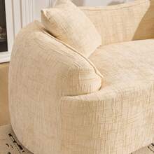 VelacasaBoneless Loveseat Sectional Sofa For Small Spaces – Modern Luxury Plush Chenille Curved Cloud Design, Extra Deep Seat, 2 Throw Pillows, No Assembly, Sectional Couches For Living Rooms, - Màu be + Mút + Lò xo + 2 chỗ ngồi + Tối giản - Xem 4