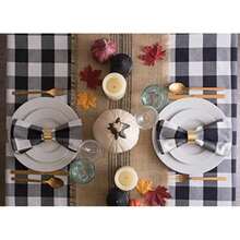 DII 100% algodón, Lavable a máquina, Mantel Individual a Rayas francesas para cenas, Verano y picnics Aire Libre, (Red Stripes), Table Runner - 14 x 72, 1(negro y blanco) - Multicolor - Ver 5