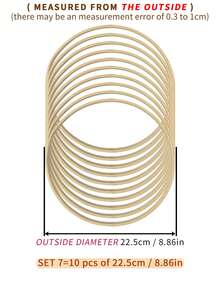 10pcs Beige Dreamcatcher Feather Outdoor Lawn Wedding Hanging Decor Bamboo Hoops, Wind Chime Mori Style Inner Rings, Wall Bedroom Decor Bamboo Hoops, Gifts And Decorative Hanging Pieces For Halloween, Christmas And Other Holidays, Also Suitable For DIY Embroidery Hoops - Apricot - View 19