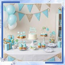 D30Pcs Blue Floral Paper Plates 7inch Vintage Dert Cake Plate Scalloped Blue And White Plates Disposable Cute Toile Plate For Birthday Baby Bridal Shower - 藍色 - 查看 6