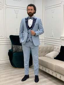 2026 Men's Casual Blazer & Pant Set  Men's Tuxedo Suit 3 Piece Slim Fit Suit For Men Tuxedo For Men Wedding Party Dinner Prom Relaxed Stretch Fit For Smart Casual Events - Màu Đỏ Sâu - Xem 11