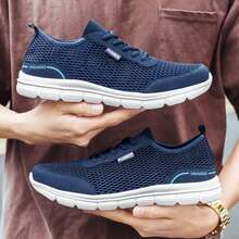 New Slip-On Men's Shoes, Breathable Lightweight Casual Sneakers - Blue - View 1