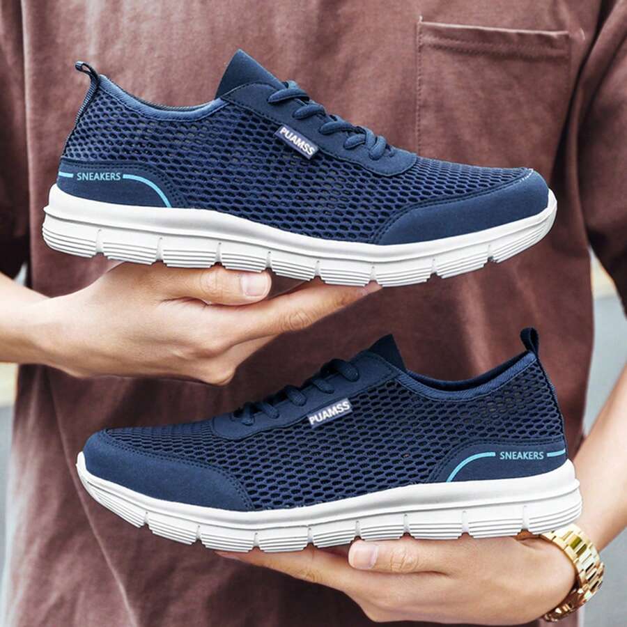 New Slip-On Men's Shoes, Breathable Lightweight Casual Sneakers - Blue - View 1