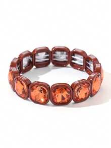 1件装奢华方形水钻镶嵌手链，优雅多色手链，适合女性，情人节、母亲节、生日礼物，派对/晚礼服配饰，时尚首饰 - 款式 - 查看 35