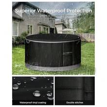 EliteCover 44 Inch 600D Heavy Duty Outdoor Fire Pit Cover Round With Waterproof,UV & Fade Resistant, Firepit Covers Round,Round-44inchDx24inchH,Black - Black - View 3