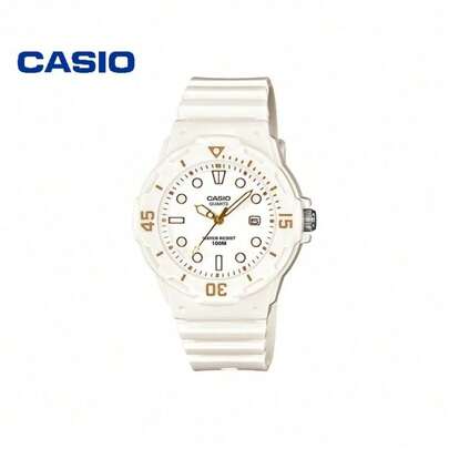  Reloj analógico deportivo Casio, esfera blanca y correa de resina, resistente al agua 100M, tamaño versátil de 38.9mm, perfecto para el campus, el trayecto y el uso casual LRW-200H-7E2