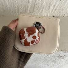 Cow Pattern Cute Brown Cow Print Earphone Case Compatible With AirPods4/AirPodsPro3/AirPodsPro2/AirPods2, Minimalist & Fashionable Earphone Case For Women, Apple Earphone Case/Cover - Brown - View 2