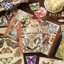 Scrapbooking Supplies Kit, Vintage Botanical Aesthetic Scrapbook Kit Bullet Junk Journal, Stationery, A6 Grid Notebook, Flower Journaling Supplies, Birthday Teen Women - Butterfly - 查看 5