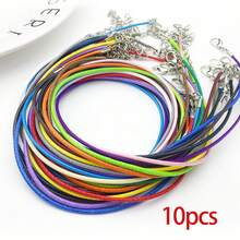 10/50pcs Leather Necklace Cord With Clasps, Rope Necklace String, Necklace Cords For Pendants, Necklace Chains For Jewelry Making Supplies, 1.5mm Waxed Necklace Bracelet Cord