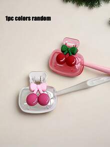 Cherry Design Toothbrush Holder, Cute Cherry Pattern, Compact And Portable Design For Easy Carrying, Protects Toothbrush Head, Features Dual Holes For Drainage And Ventilation,For Home, Dorm & On-The-Go Use | Cute Toothbrush Head Holder For Bathroom Organization, Ideal For Home, Dorm