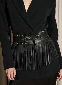 CHICVUE Y2K辣妹必备！朋克铆钉系带流苏腰带 - 甜美酷炫街头风穿搭必备，充满活力，拍照吸睛配饰，夏季、开学季、秋季、圣诞节礼物之选 - 彩色 - 查看 1