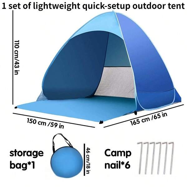 1 Juego de Carpa de Playa Ligera y de Montaje Rápido con Interior Espacioso y Transpirable y Fácil Instalación. Carpa Portátil Versátil para Todo el Año para Camping al Aire Libre, Relajación en el Patio Trasero y Descanso junto a la Piscina.