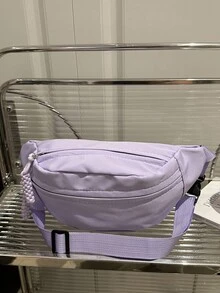 尼龙大容量胸包/腰包，男女通用，适合日常、运动、跑步、旅行、休闲等场合。 - 紫色 - 查看 8