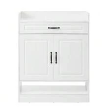 Scarpiera moderna con ripiani regolabili, maniglie nere e un cassetto; scarpiera a 2 ante, bianca, L75/P36/A95,5 cm (L*P*A) - Bianco - Visualizzare 4