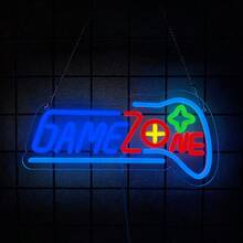 Señal de neón para juegos, luz de neón de colores de la zona de juegos para decoración de pared de la sala de juegos, luz de neón para jugadores y señales de juegos con iluminación de auriculares alimentados por USB para decoración de la habitación de adolescentes, decoraciones de fiesta de cumpleaños de jugadores, mejores regalos de juegos de Navidad, fácil de colgar.