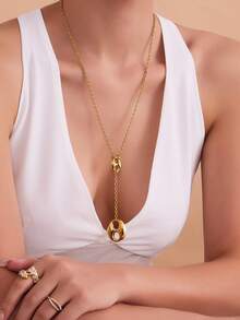 1件 时尚猪鼻子元素长款毛衣链项链 - P1202-豬鼻子Y字鏈 - 查看 1