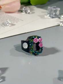 Compteur de bague de strass à 3 fleurs personnalisé, rosaire électronique, compteur de prière de rosaire électronique pour le doigt, compteur de bague à affichage numérique pratique, compteur à pression manuelle anti-stress, convient à un usage commercial, comptage de prières, cadeaux de festival, compact et portable - Multicolore - Voir 9