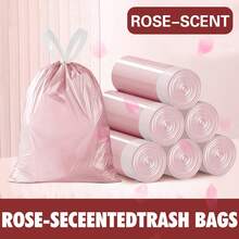 50 Pcs Rose Fragranced Garbage Bags - Strong Leak-Proof For Home (Living Room/Kitchen) & Office,Can 15 Liters - Durable & Thick Trash Bag - Baby Pink - View 4