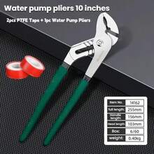 1pc 10/12 Inches Water Pump Pliers With PTFE Thread Seal Tape (2 Rolls), Adjustable Groove Joint Design, Smooth Jaw Adjustment, Stable Grip, Non-Slip Handle, For Pipe Work, Home Repair, Bathroom And Kitchen Maintenance, DIY Daily Use - Multicolor - View 10