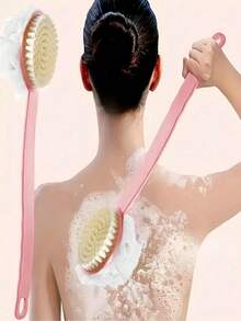 1 pièce Brosse de bain à long manche, convient pour le brossage du dos et le nettoyage de la douche, brosse de bain 2-en-1, tête de brosse à poils doux à long manche, convient pour le nettoyage du dos et du corps, brosse de bain à long manche, ensemble multifonctionnel de brosse pour le dos et le nettoyage de la douche, brosse de bain à double tête, unisexe, cadeau pour la mère, couleur et style aléatoires. - Multicolore - Voir 1