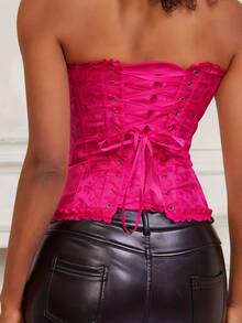 Nuevo estilo de prenda de compresión con diseño jacquard estilo imperial, con tirantes con ballenas y copas con forma de taza para dar forma al Body, un sujetador reductor abdominal de compresión - Rosa Fucsia - Ver 4