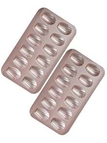 1个玛德琳蛋糕模具，尺寸为33.9厘米 x 22.6厘米，12孔玛德琳蛋糕模具，可制作12个玛德琳蛋糕，不粘茶蛋糕模具，小蛋糕模具，防变形碳钢玛德琳蛋糕模具