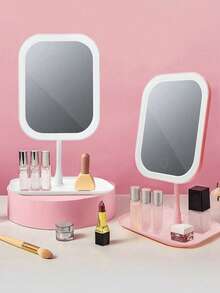 LED化妆镜，3种灯光模式，触控操作，便携式支架，可折叠收纳，旅行化妆镜，可充电电池，LED化妆镜，母亲节礼物，生日礼物，圣诞礼物（送给她），家居装饰，返校宿舍装饰，学习用品